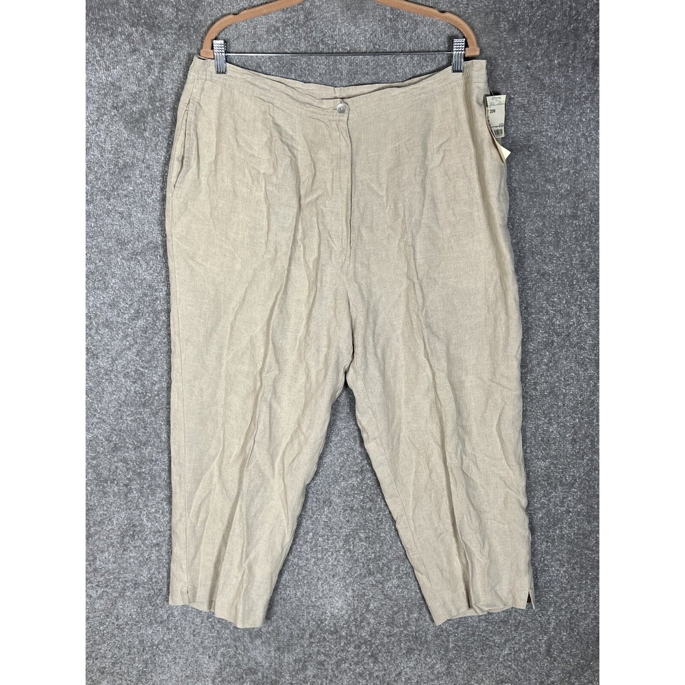 Vintage St Johns Bay Washable Linen Pants Womens Size 20W Natural Beige Pockets